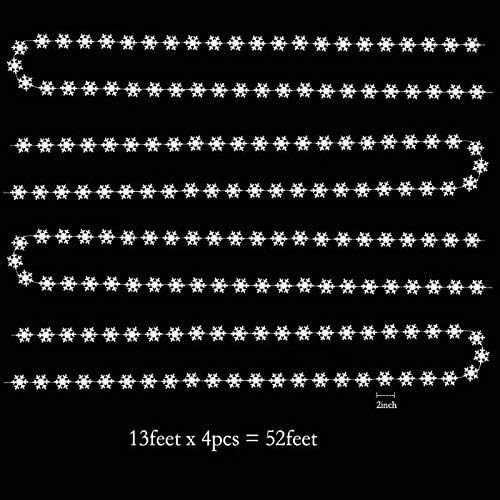 Cheerland Pearl White Icy Snowflake Garland Kit Hanging Christmas Decorations Snowflakes Tree Decor Streamer Bunting Banner For